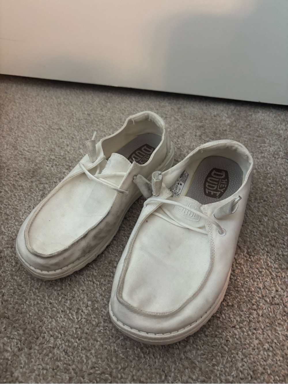 Hey Dude White Canvas Slip-On Loafers